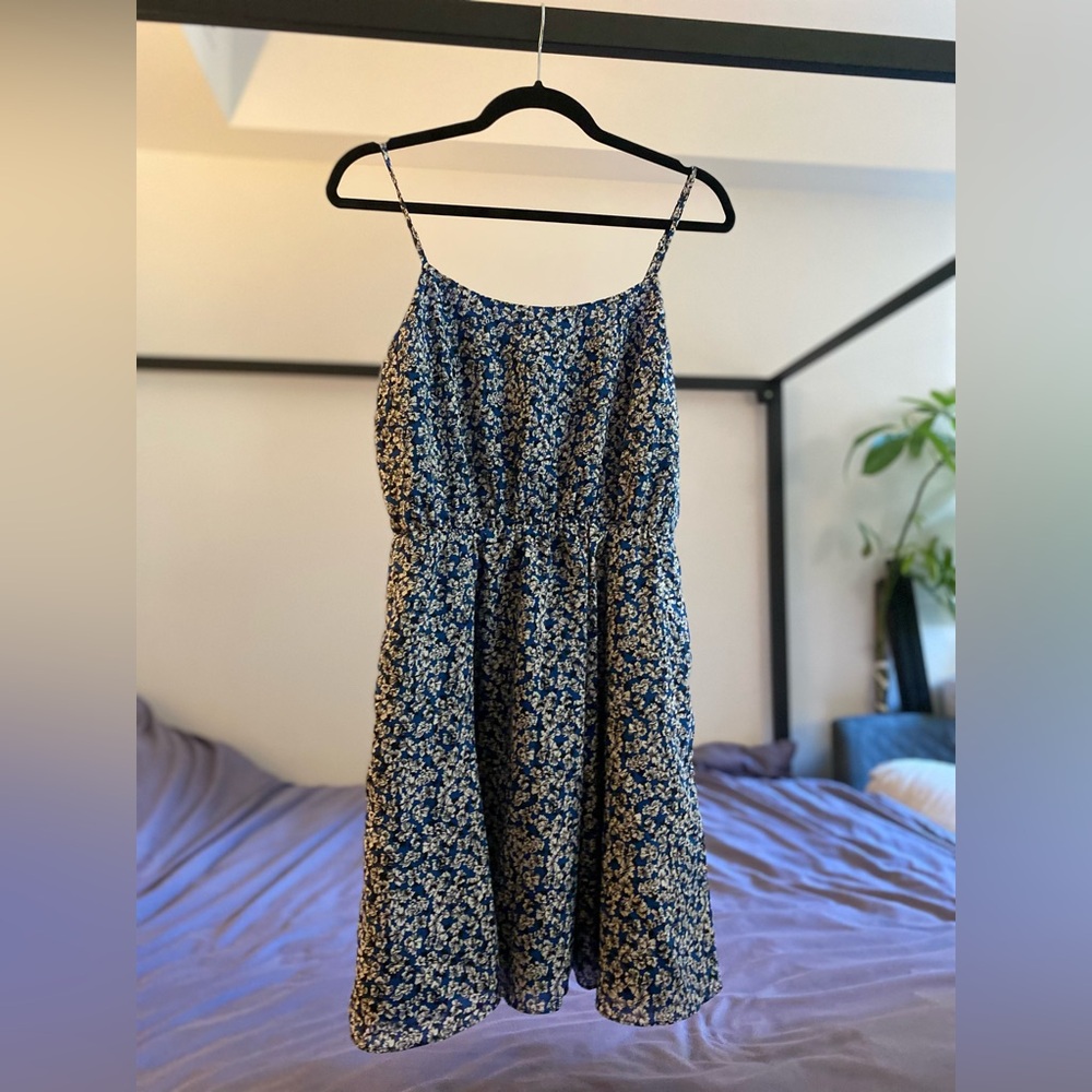J Crew Blue/White Floral Midi Dress, Size 6, Like New